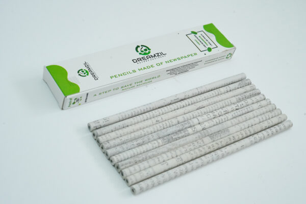 Recycled Newspaper Pencil – Eco-Friendly, Sustainable, Plastic-Free Writing Pencil for Daily Use, Schools & Offices (Pack of 10)